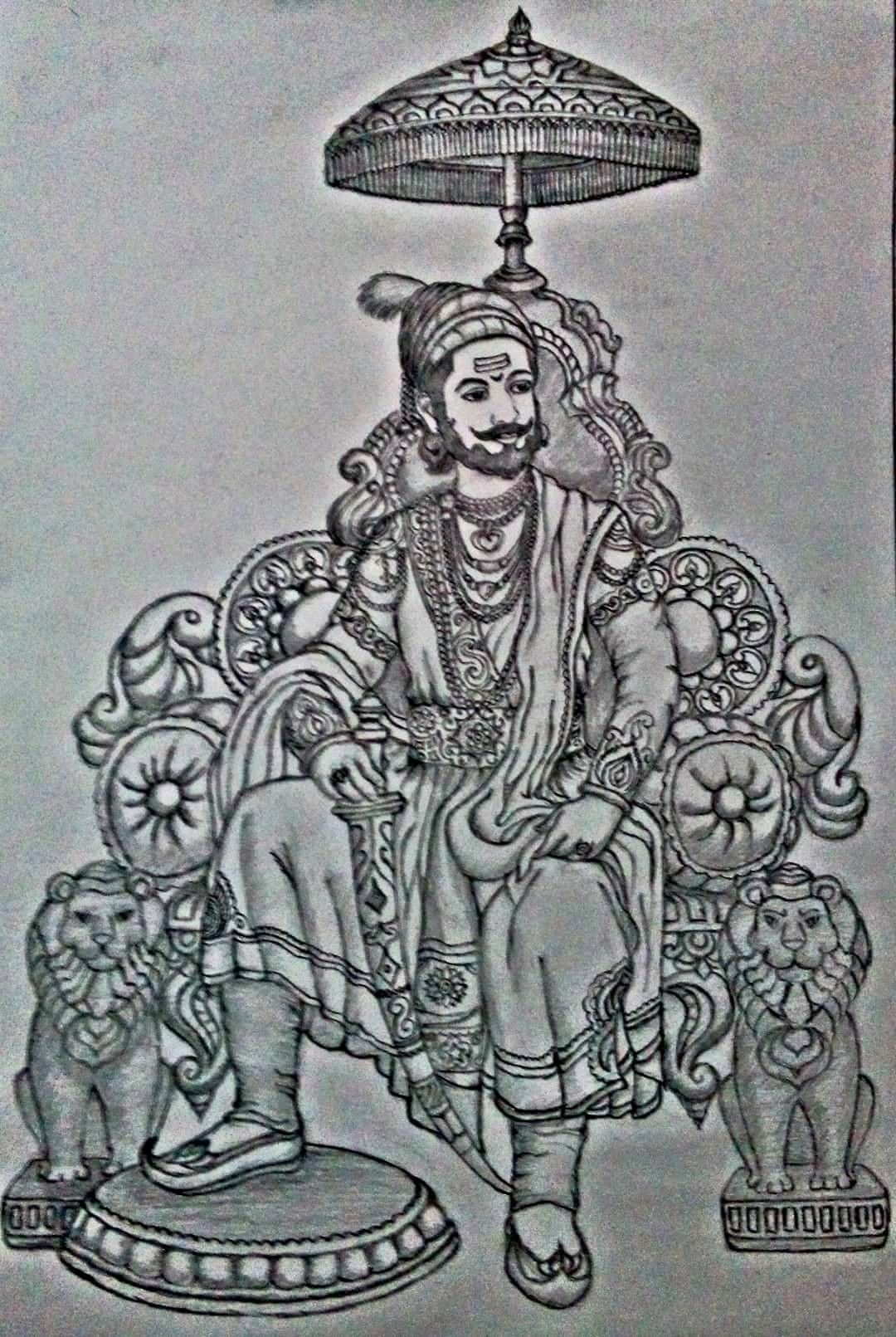 1080x1611 Shivaji Maharaj Pencil Sketch Mp Sketches, Pencil - Mp Drawing