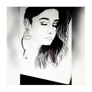 300x300 Alia Bhatt Pencil Sketch Drawing - Mp Drawing