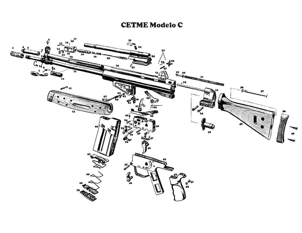 995x769 cetme exploded drawing firearms drawings, firearms - Mp5 Drawing