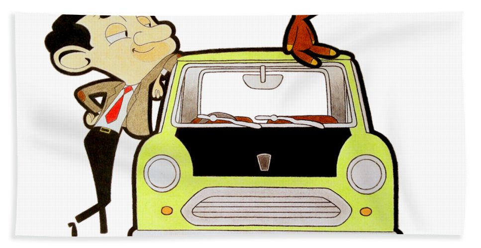 967x500 mr bean drawing bath towel for sale - Mr Bean Drawing