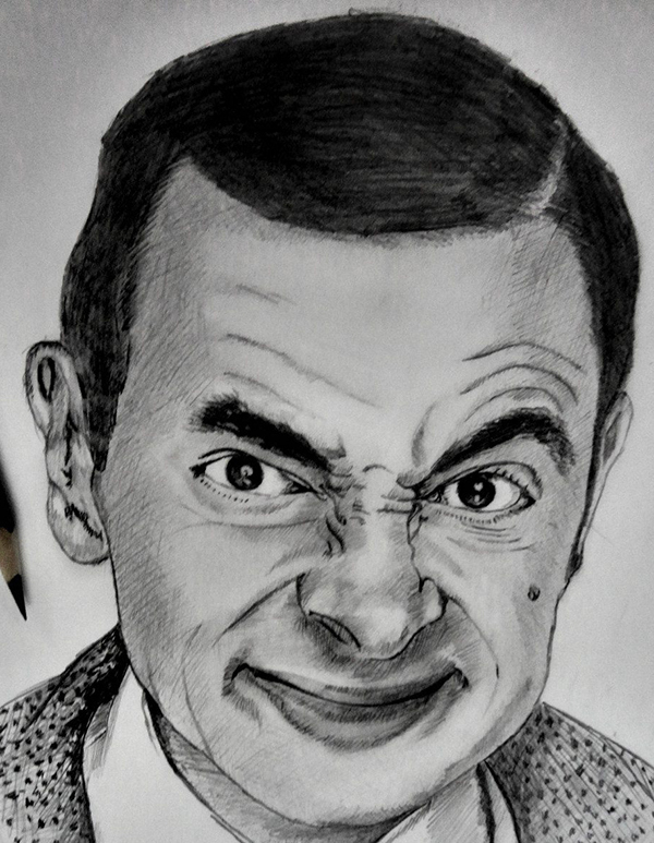 600x773 mr bean pencil drawing on student show - Mr Bean Drawing
