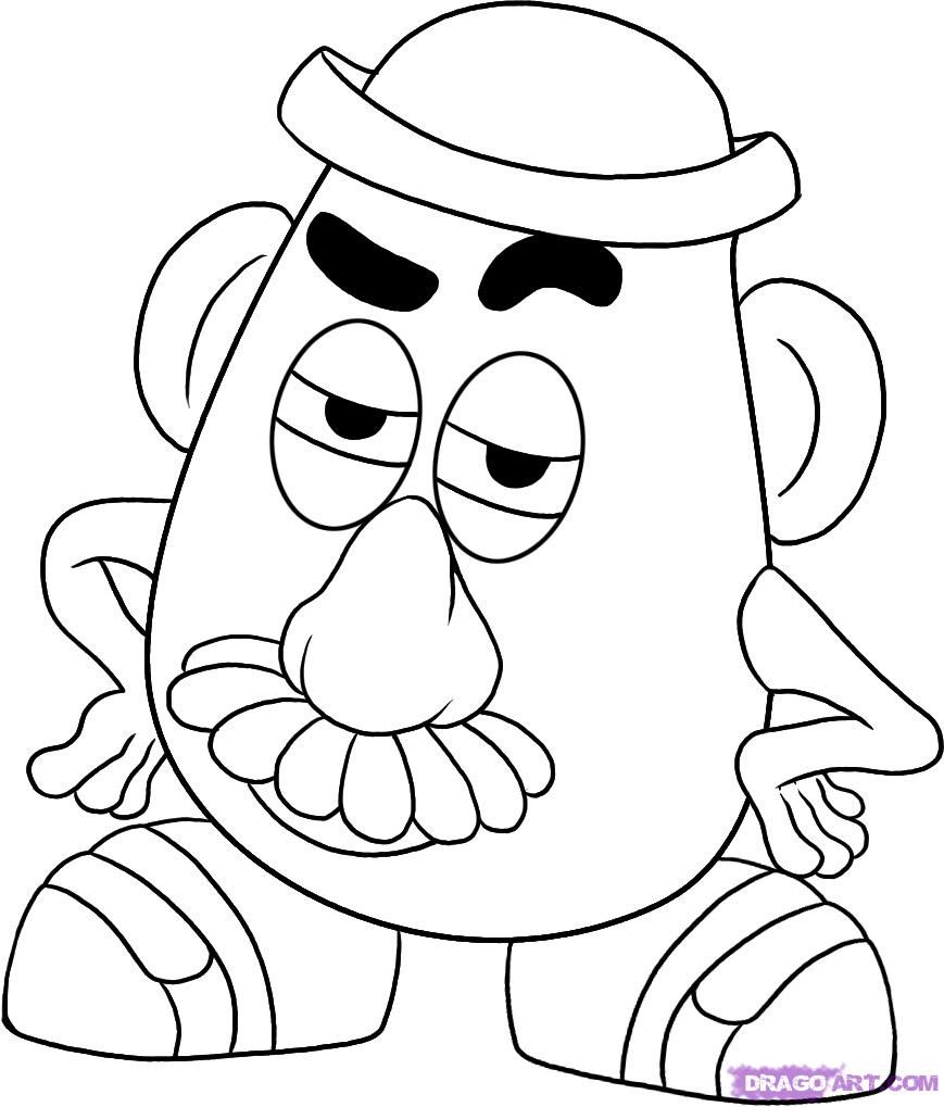 869x1019 Mr Potato Head Theme Coloring Pages Colorampclip Art Children - Mr Potato Head Drawing