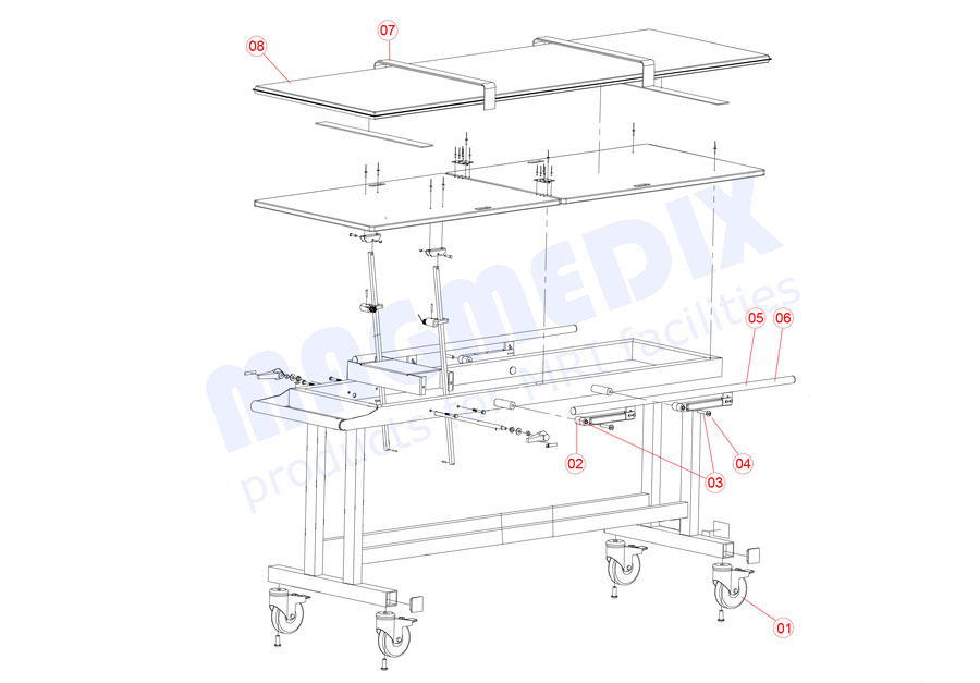 900x627 mri non magnetic fixed stretcher parts listing - Mri Drawing