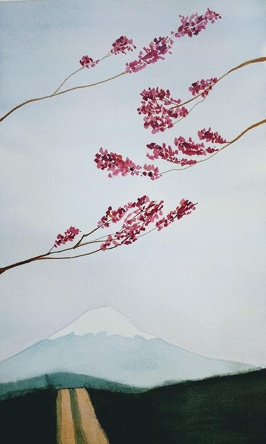 539x900 mt fuji in autumn painting - Mt Fuji Drawing