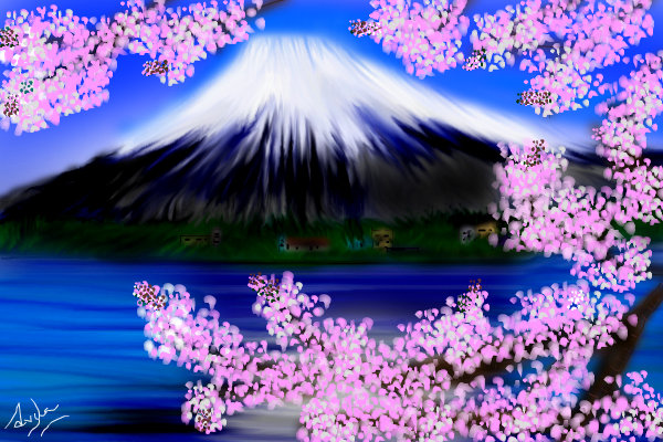 600x400 mt fuji - Mt Fuji Drawing