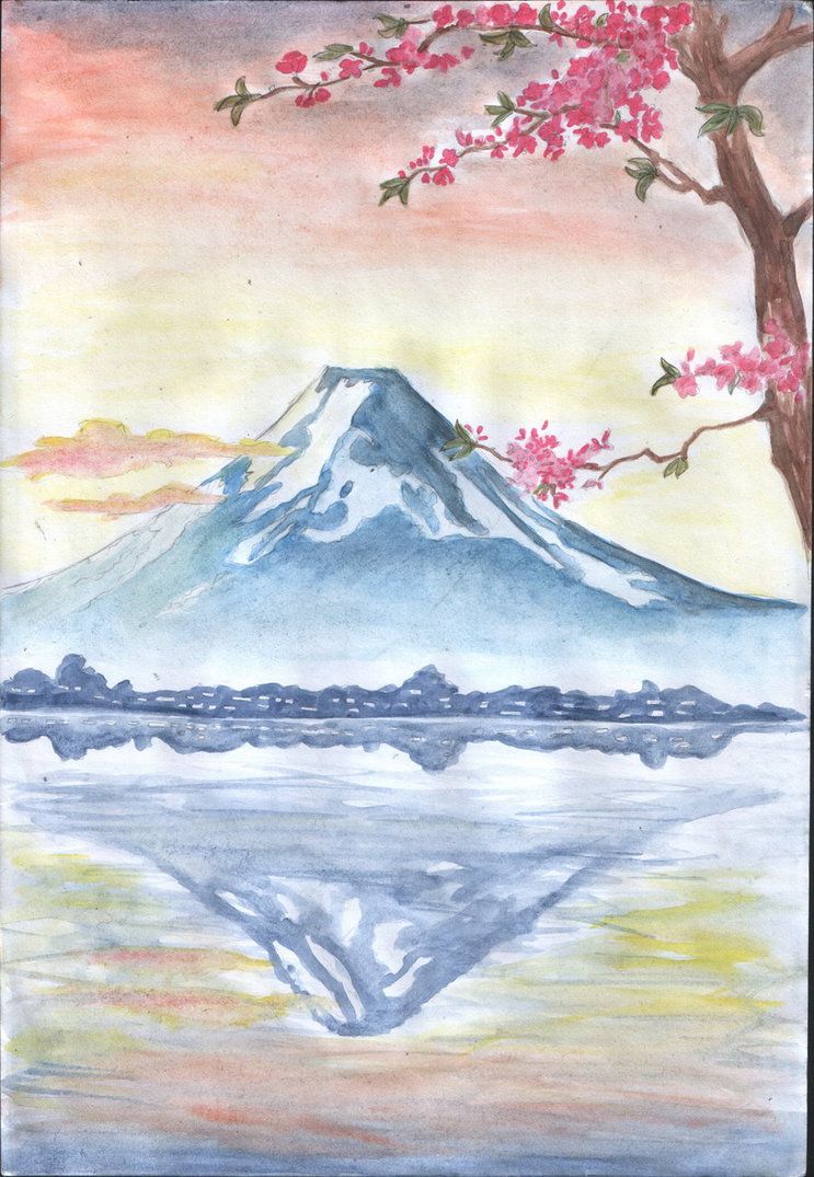 743x1075 mt fuji drawing - Mt Fuji Drawing