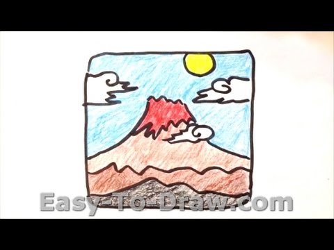 480x360 how to draw cartoon mountain - Mt Fuji Drawing