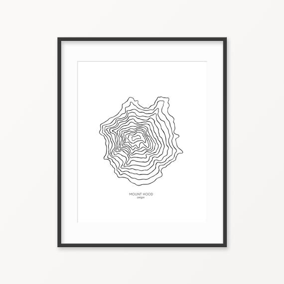 570x570 mount hood print x topographical map drawing etsy - Mt Hood Drawing