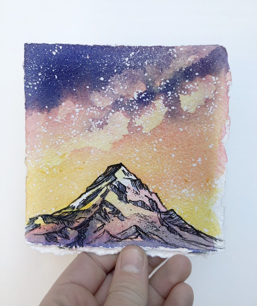 861x1024 mount hood starry night drawn to high places - Mt Hood Drawing