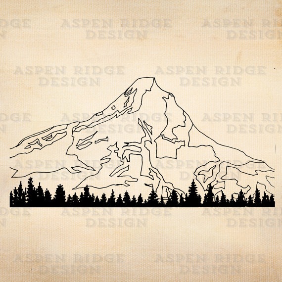570x570 Mt Hood Ii Digital Instant Download Vector Clip Art Oregon - Mt Hood Drawing