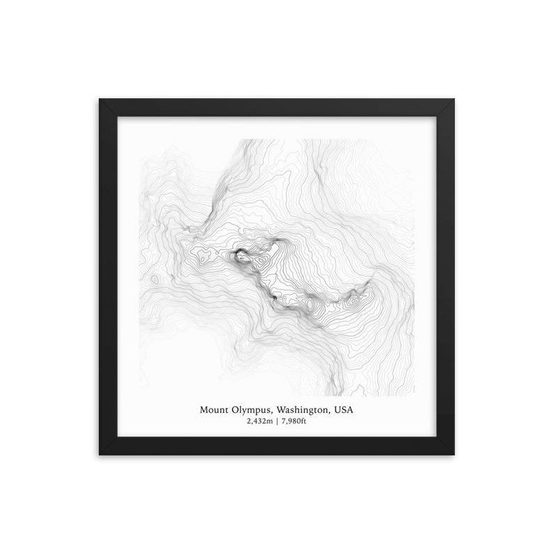 794x794 mt olympus topographic map olympic mountains of washington etsy - Mt Olympus Drawing