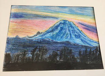 345x250 mt rainier colored pencil drawing - Mt Rainier Drawing