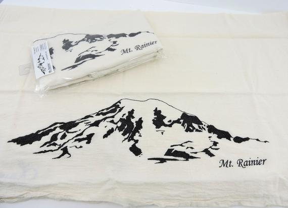 570x413 mt rainier tea towel etsy - Mt Rainier Drawing