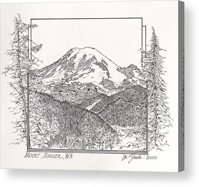665x623 mount rainier acrylic print - Mt Rainier Drawing