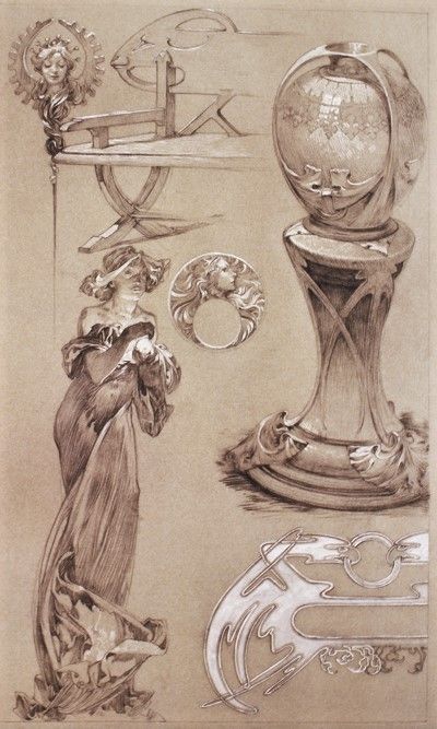 400x667 sketches - Mucha Drawings