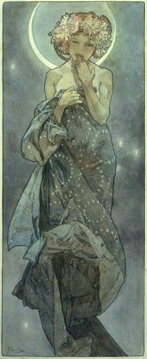 214x520 the moon and the stars study for 'the moon' - Mucha Drawings