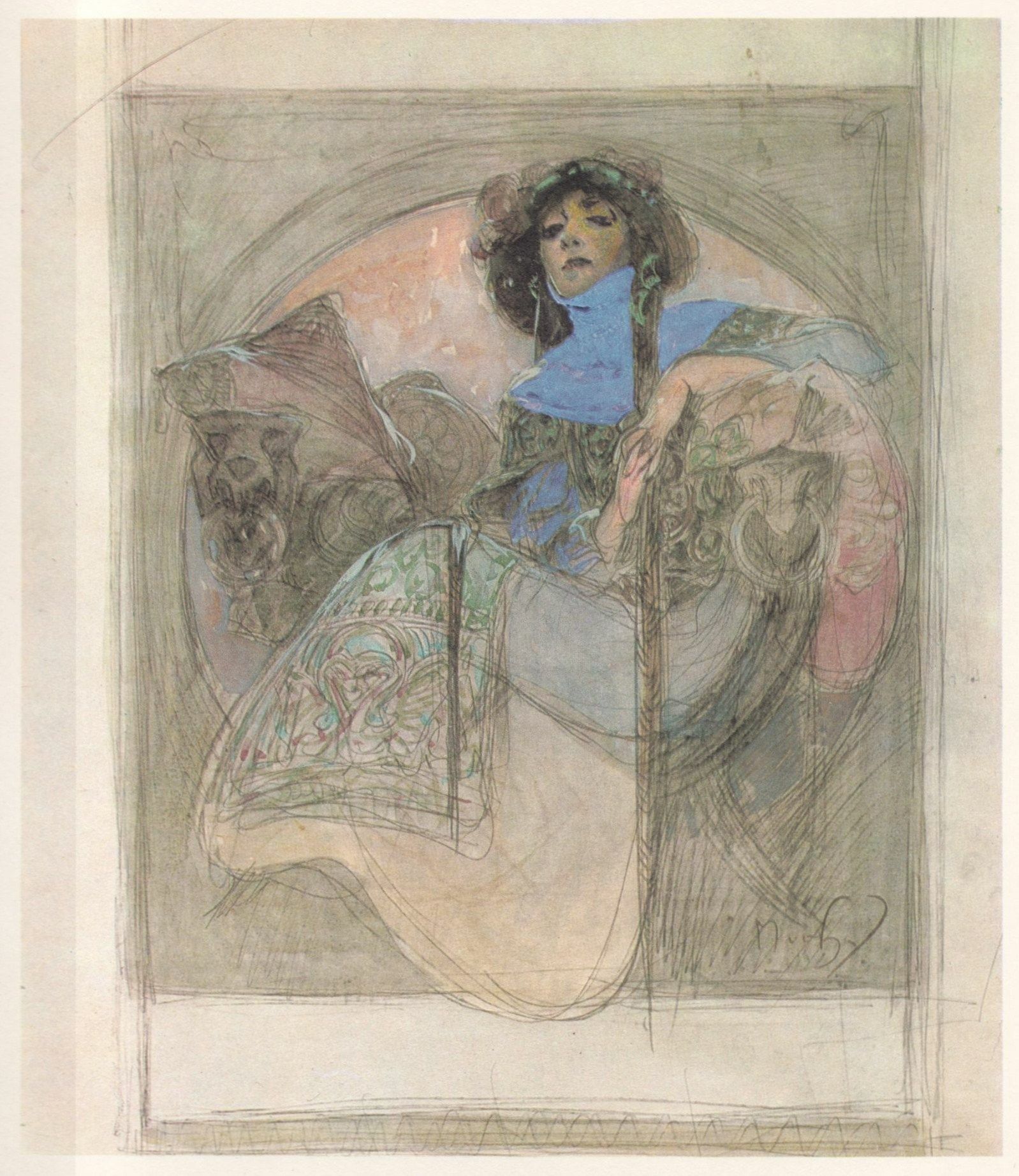 1598x1844 alphonse mucha drawings - Mucha Drawings