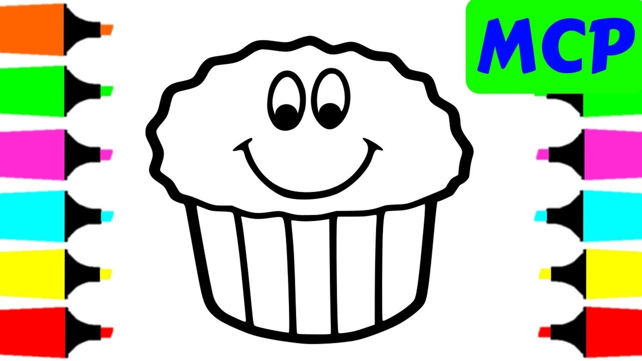 1280x720 cupcake coloring pages for kids - Muffin Drawing