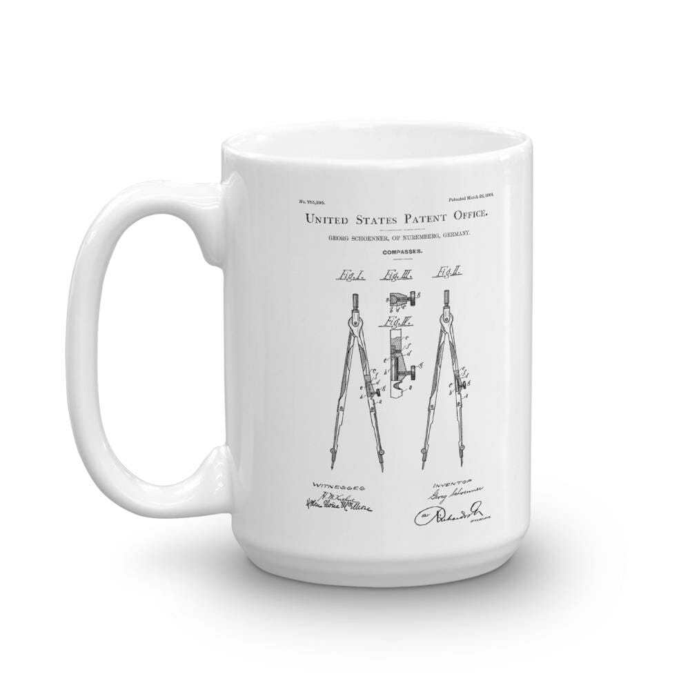 1000x1000 drawing compass patent mug old patent mug, vintage tools - Mug Drawing