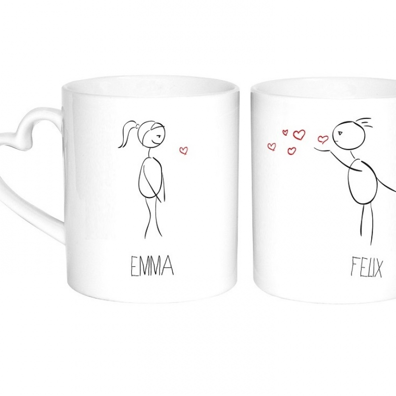 800x800 partner cup with couple line drawing names - Mug Line Drawing
