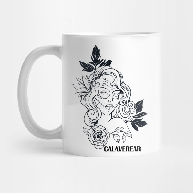 630x630 Sugar Skull Girl Line Drawing - Mug Line Drawing