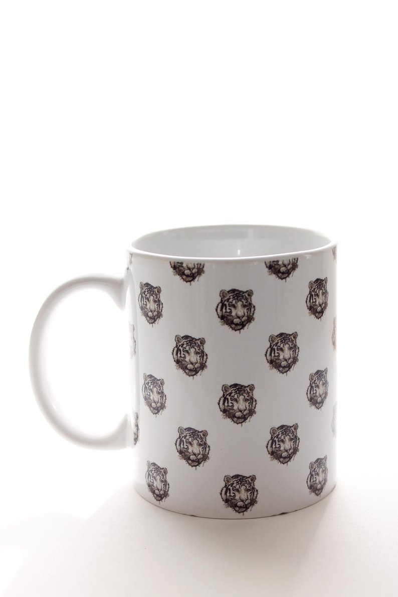 794x1191 tiger pattern mug line drawing tiger drawing black and etsy - Mug Line Drawing
