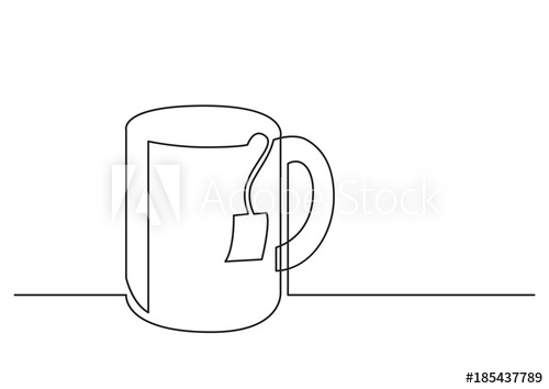 500x354 one line drawing of isolated vector object - Mug Line Drawing