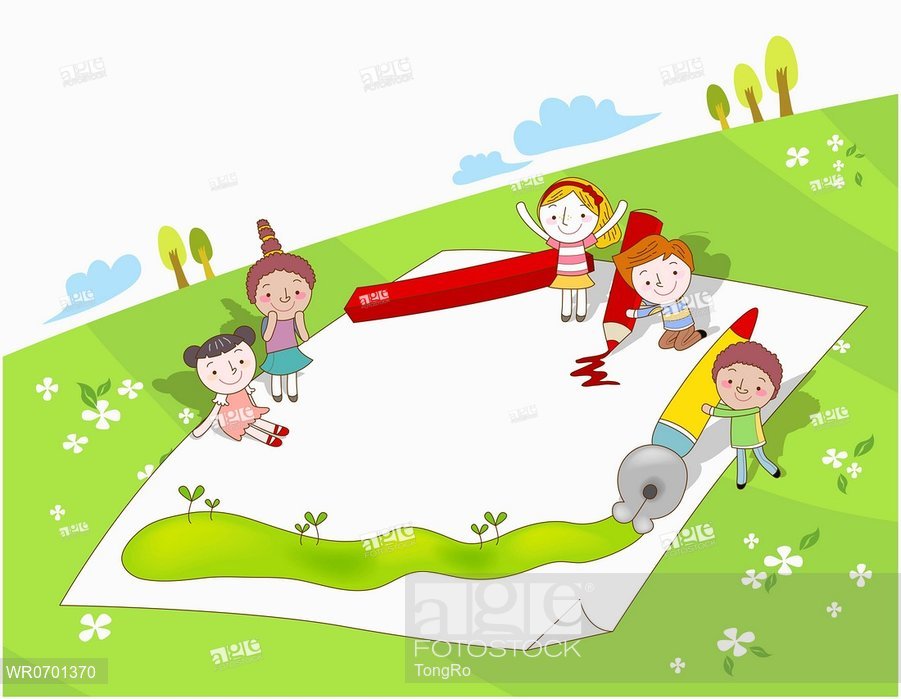 901x699 Multicultural Children Drawing On The Paper, Stock Photo, Picture - Multicultural Drawing