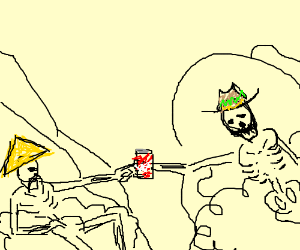 300x250 multicultural skeletons playing pass the beer drawing - Multicultural Drawing