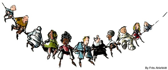 588x246 The Multicultural Society On A String Today's Funny Illustration - Multicultural Drawing