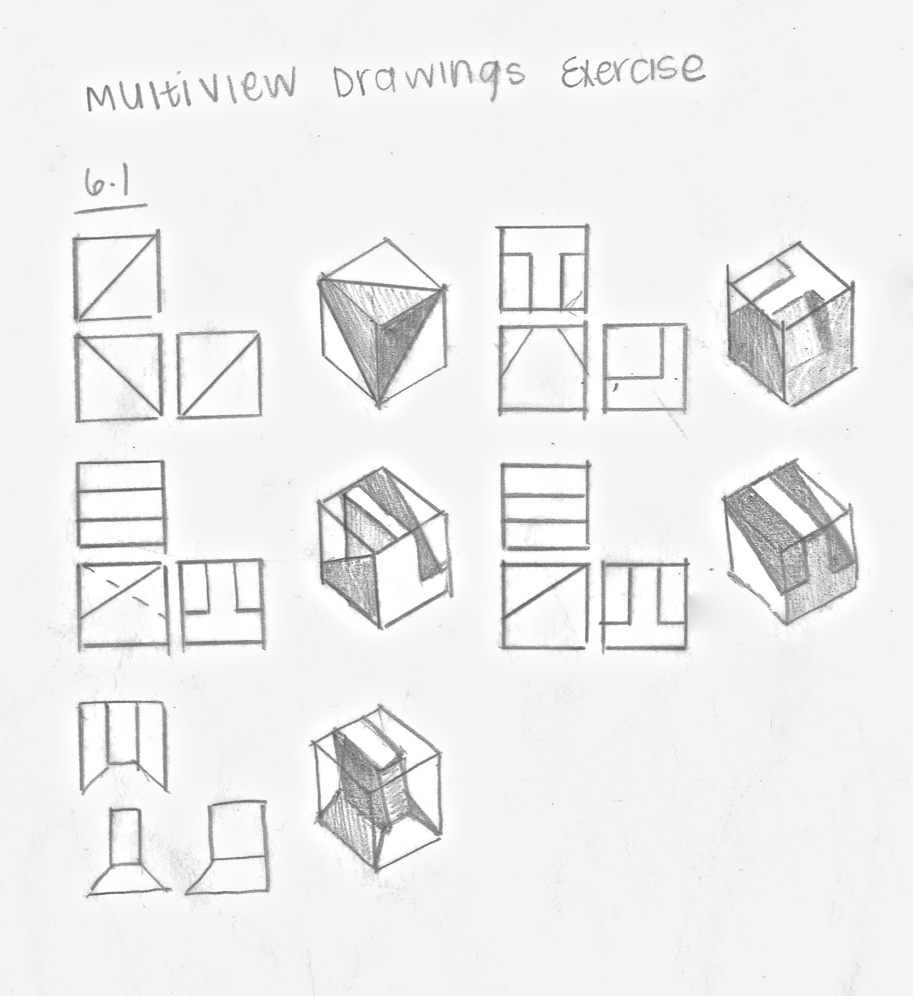 Unique Sketching Multiview Drawings with simple drawing