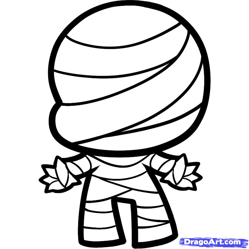 845x845 how to draw a chibi mummy, chibi mummy, step - Mummy Drawing