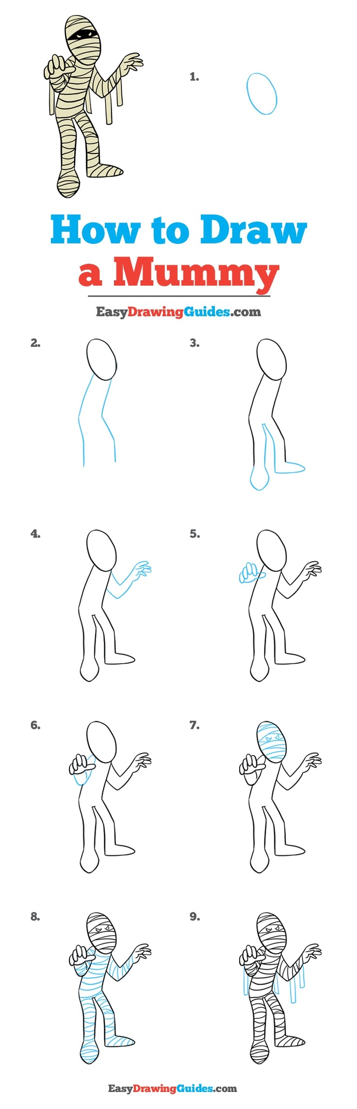 736x2283 how to draw a mummy - Mummy Drawing