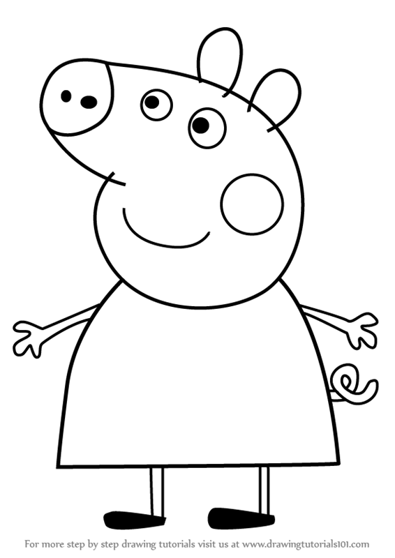 566x800 learn how to draw mummy pig from peppa pig - Mummy Drawing