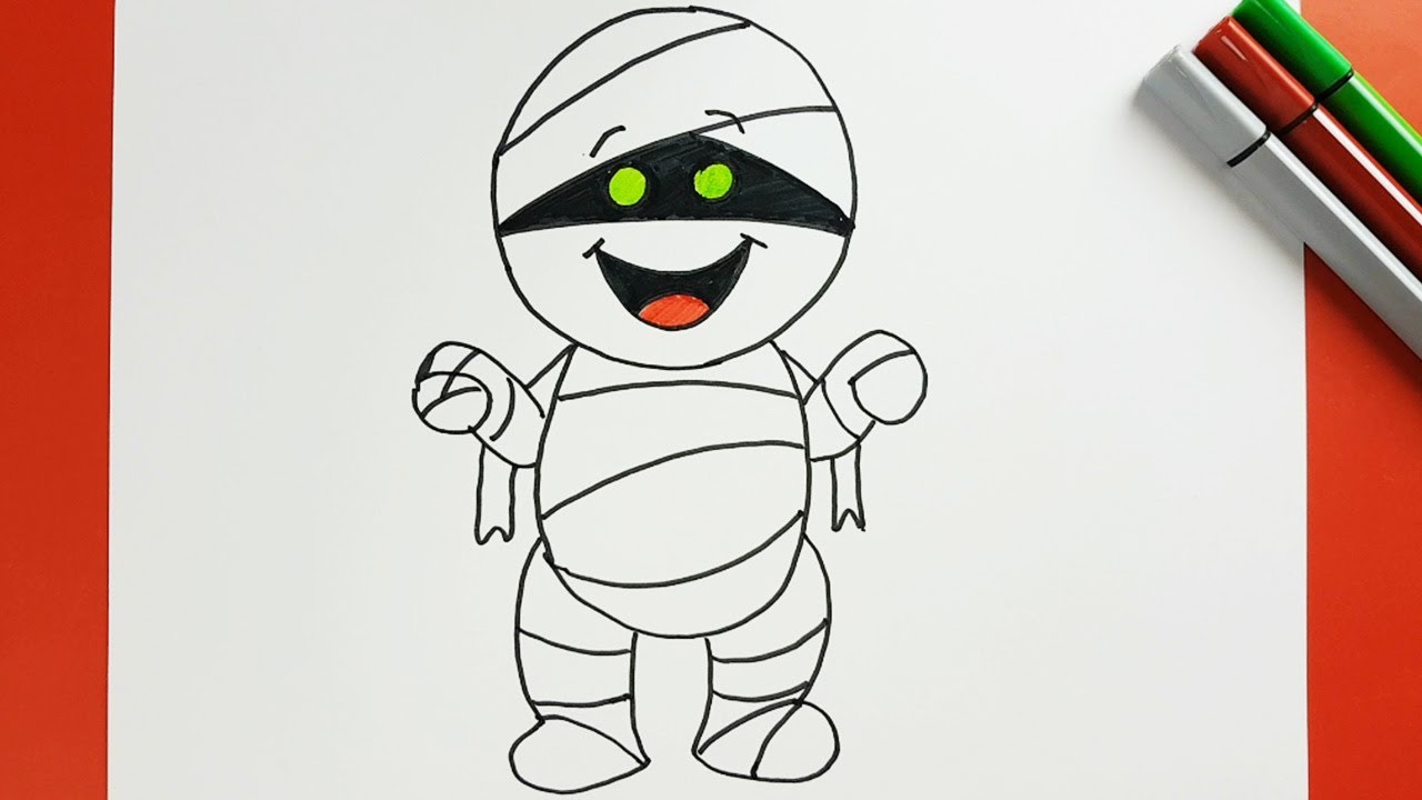 1280x720 halloween special how to draw a cute mummy drawing halloween - Mummy Drawing