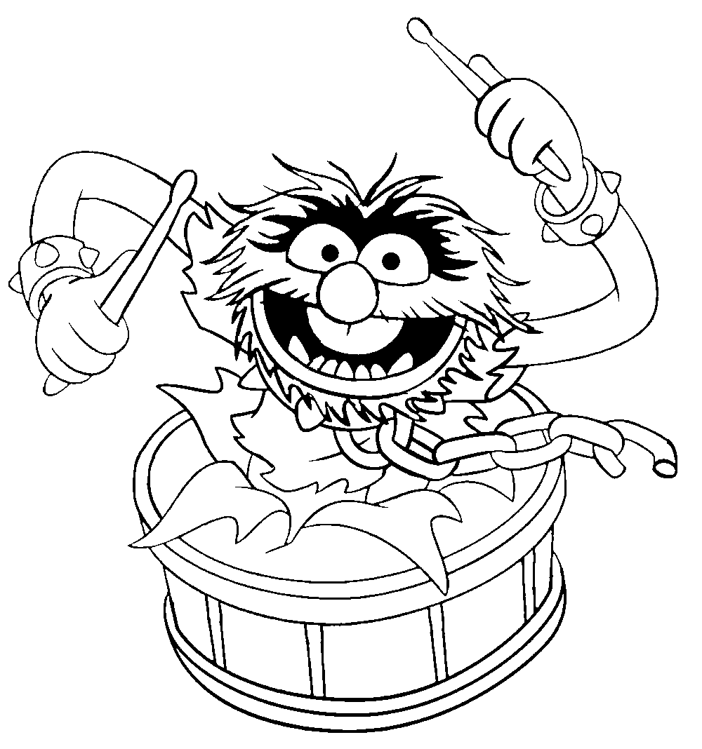 1000x1068 muppet show drumming muppet show coloring pages - Muppets Animal Drawing