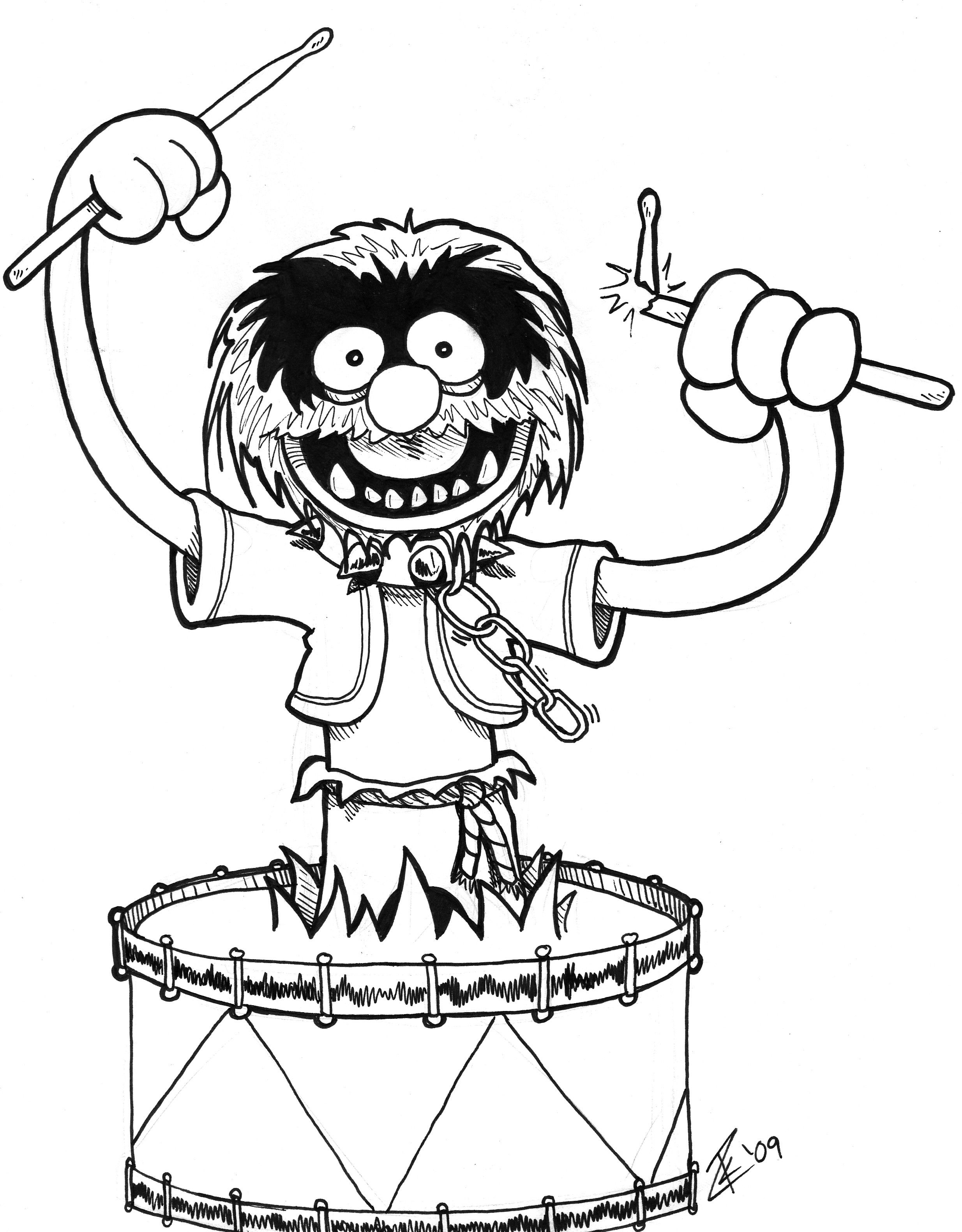 2469x3161 drum drawings animal from the muppets drawn during heroes con - Muppets Animal Drawing
