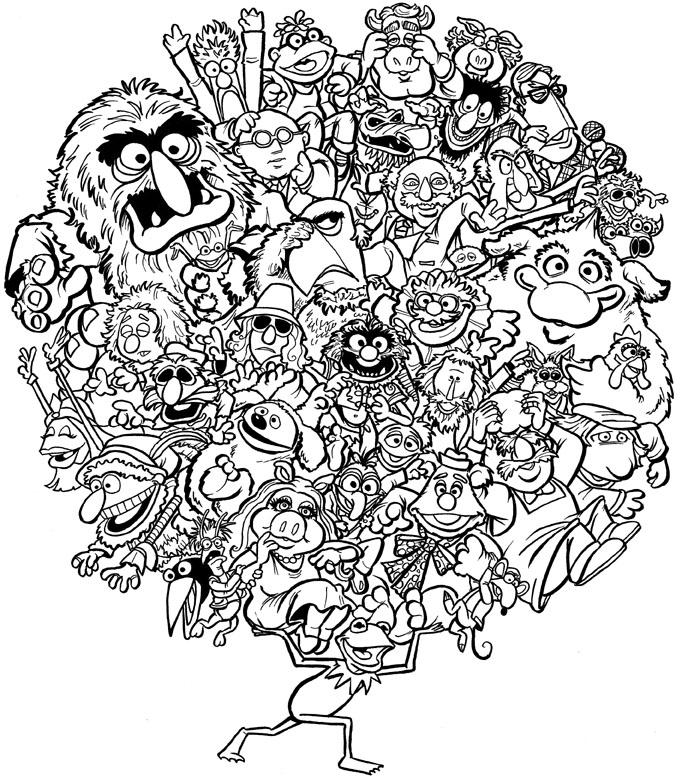 676x776 muppets world of friendship final ink dynasty caricature - Muppets Drawing