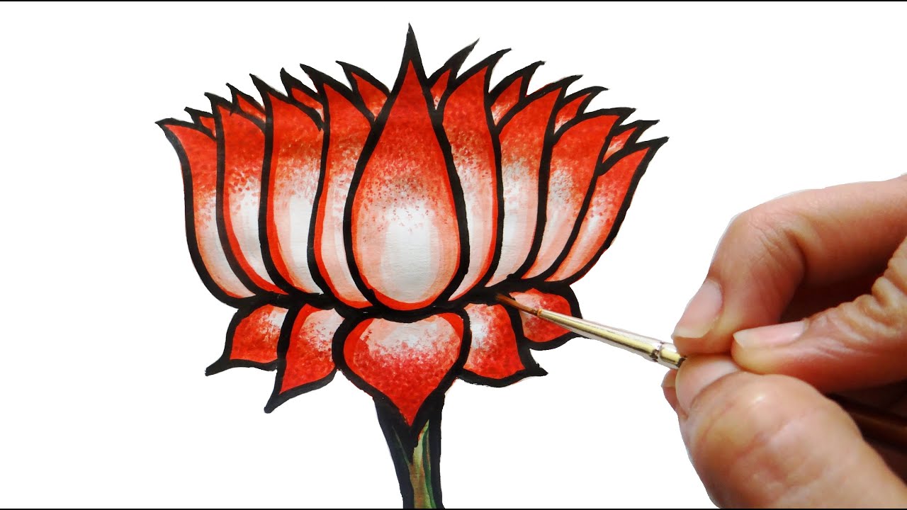1280x720 how to draw a lotus mural art - Mural Drawing