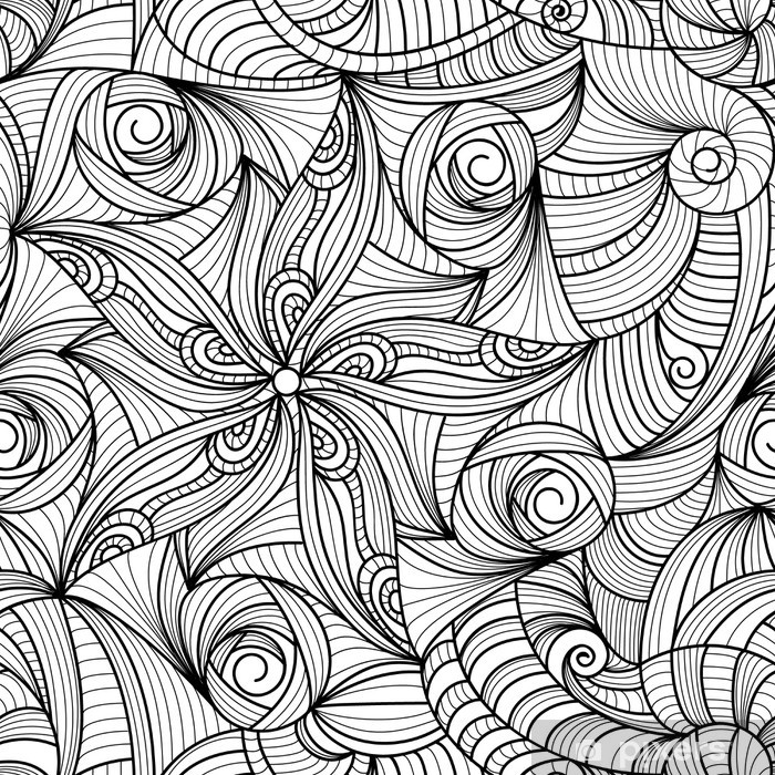 700x700 vector seamless black and white drawing texture wall mural - Mural Drawing