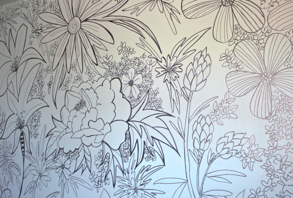 1024x692 diy on a budget! hand drawn floral wall mural - Mural Drawing
