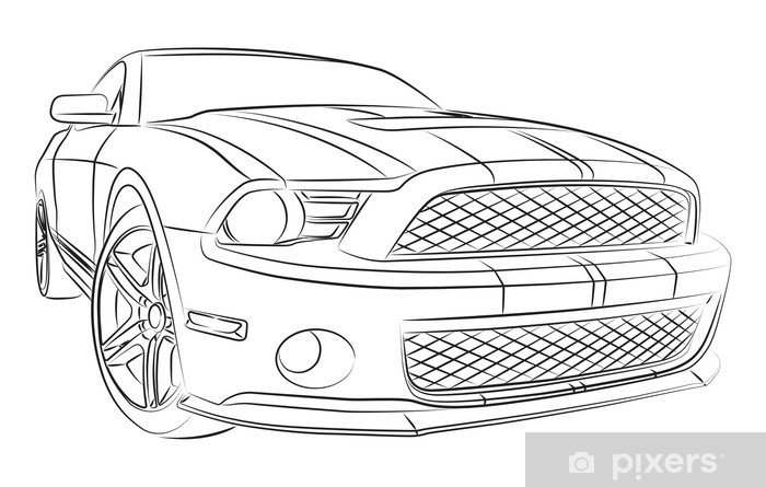 700x445 modern muscle car drawing wall mural we live to change - Muscle Car Drawings