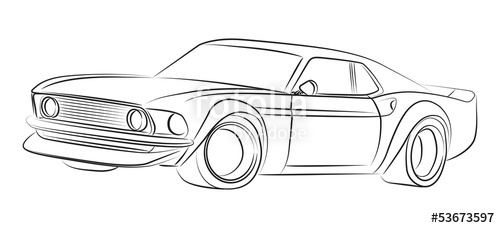 500x228 muscle car drawing stock image and royalty free vector - Muscle Car Drawings