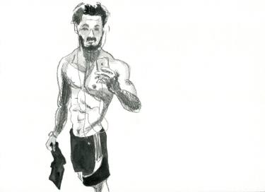 375x272 muscles collection saatchi art - Muscle Guy Drawing