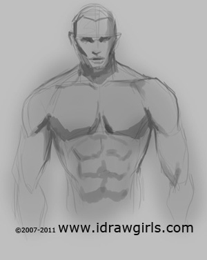 300x377 Software Basket Drawing Body Muscle Torso Anatomy Superhero Type Man - Muscular Man Drawing
