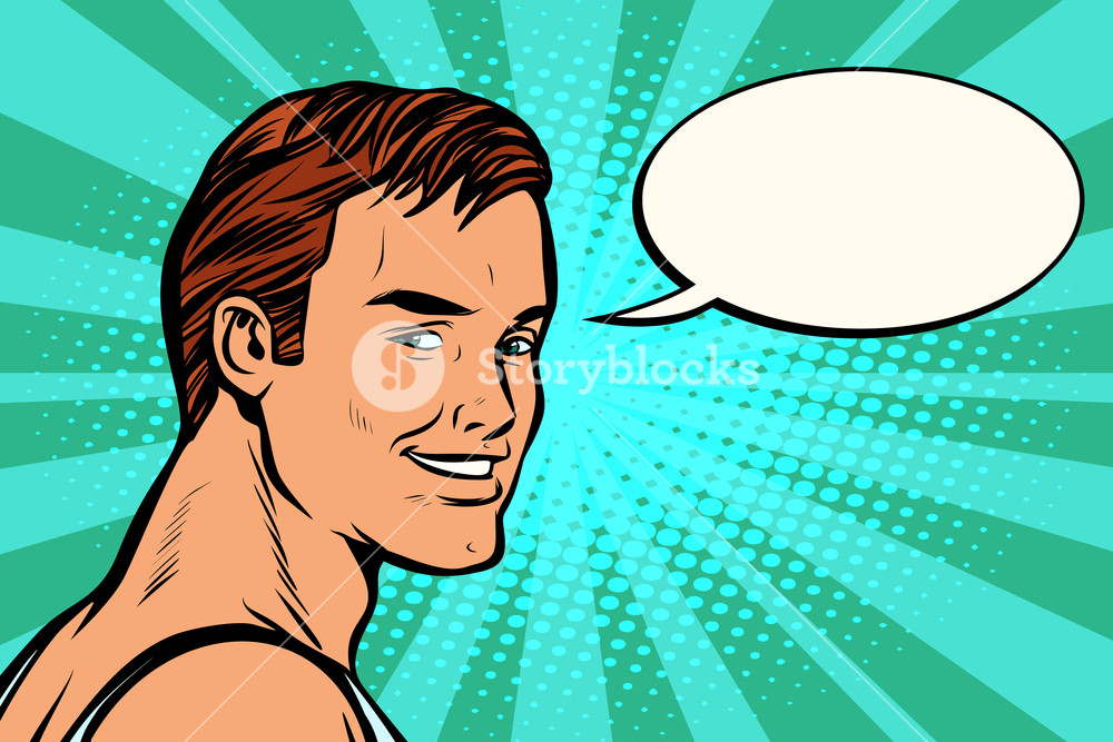 1000x667 closeup sporty muscular man smiling pop art retro vector - Muscular Man Drawing
