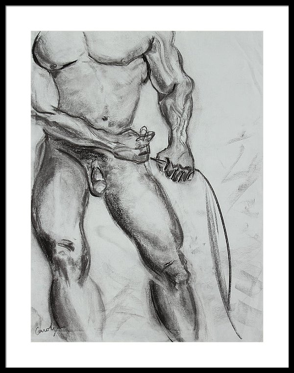 600x760 a muscular man framed print - Muscular Man Drawing