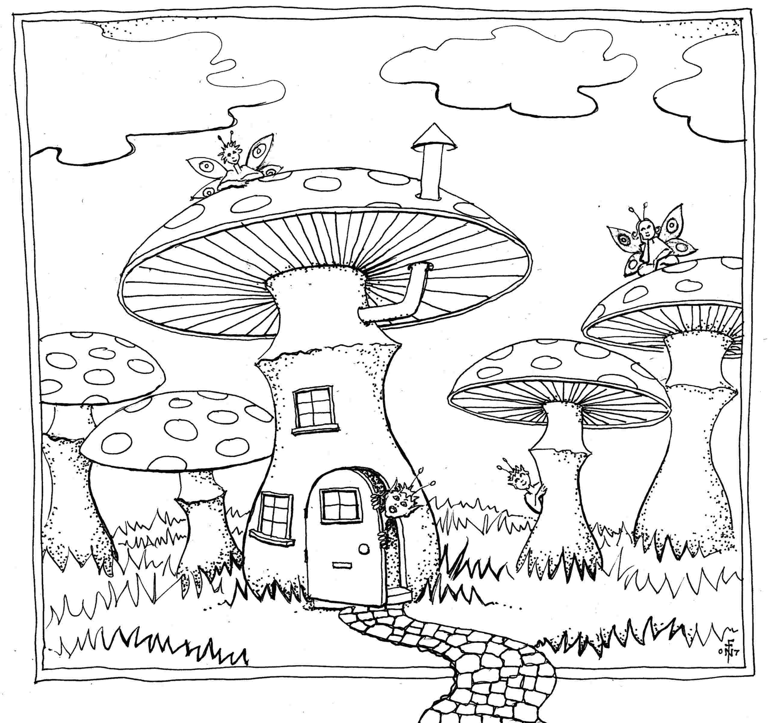 2552x2400 Mushroom Drawing Home For Free Download - Mushroom House Drawing