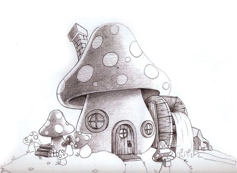Mushroom House Drawing at Explore collection of