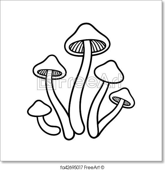 Mushroom Line Drawing at PaintingValley.com | Explore collection of